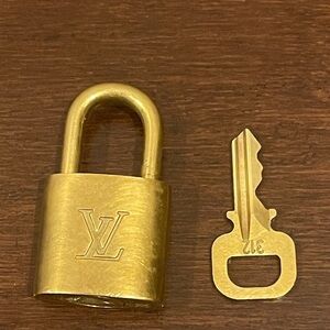 Louis Vuitton Brass Padlock and Key Set